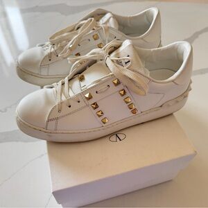 Valentino Garavani White Sneakers with Gold Accents